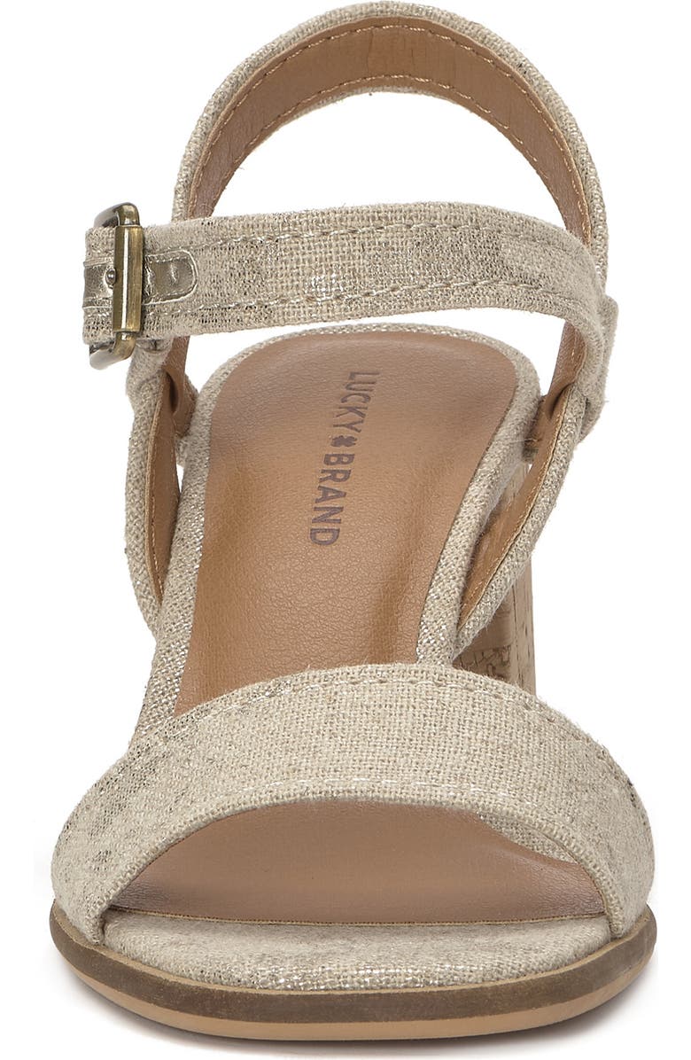 Lucky Brand Hallia Ankle Strap Sandal, Alternate, color, Natural/ Platino