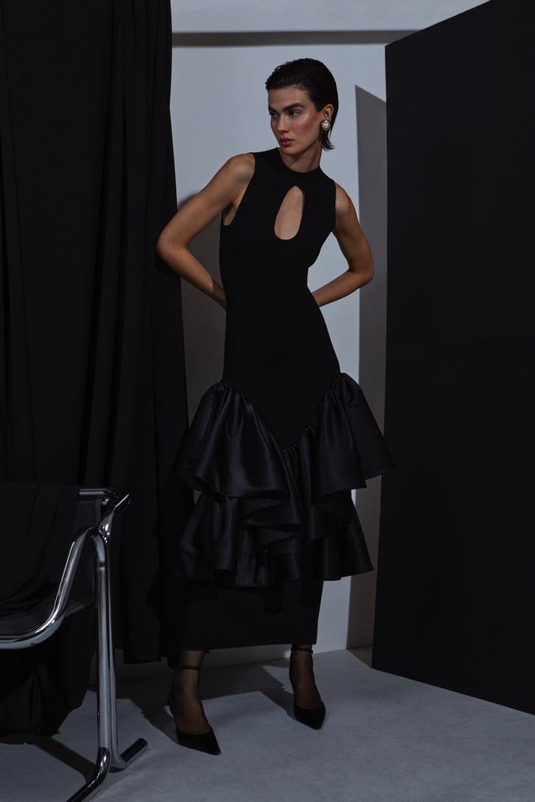 Antoinette Knit Combo Dress, Alternate, color, Black