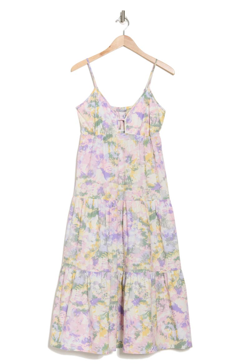 Royan Empire Waist Organic Cotton Midi Dress, Alternate, color, VIOLET TIE DYE