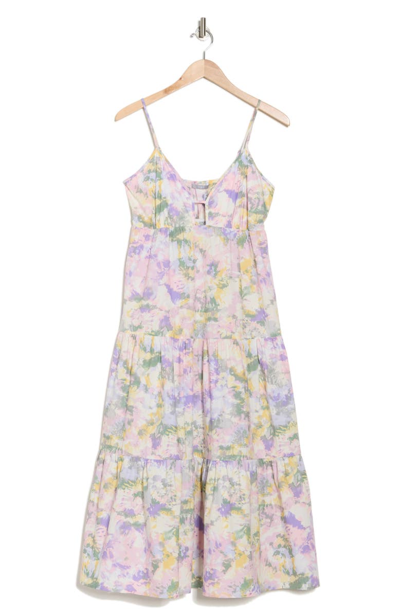 Tart Royan Empire Waist Organic Cotton Midi Dress, Alternate, color, Violet Tie Dye