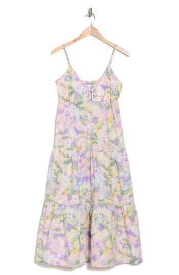Tart Royan Empire Waist Organic Cotton Midi Dress In Violet Tie Dye