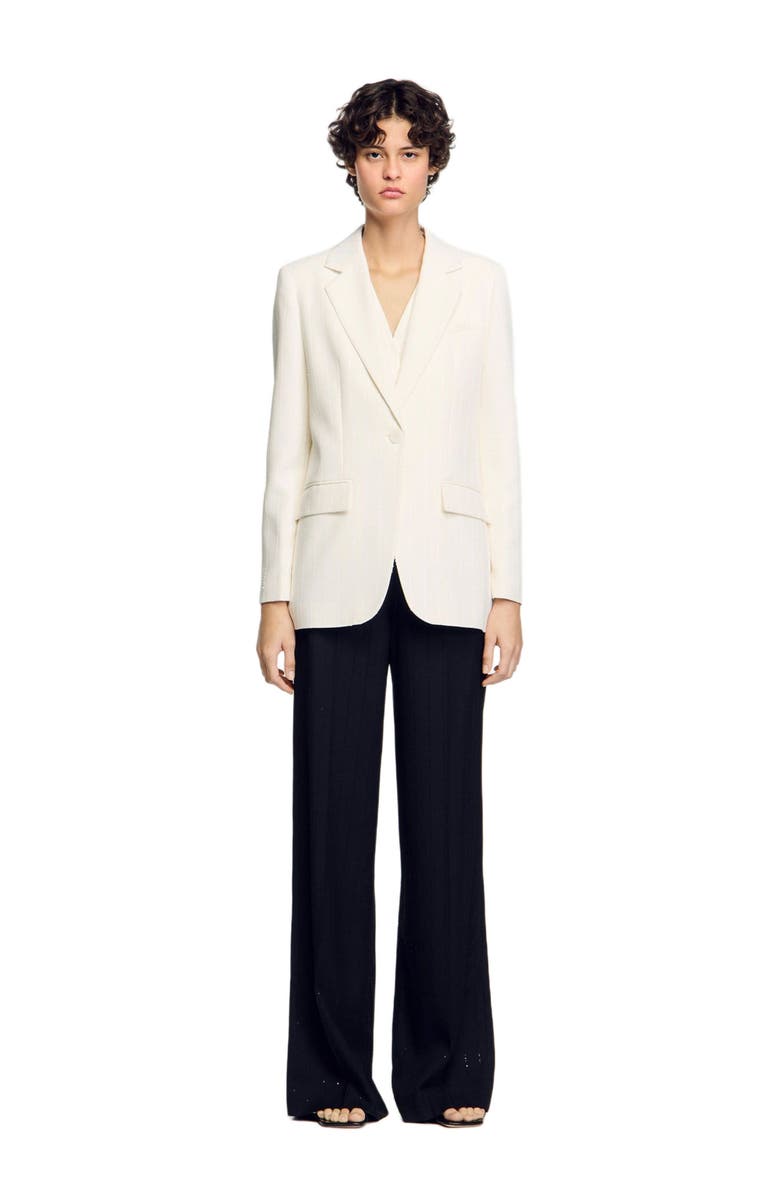 SANDRO Sequinned suit jacket, Main, color, Ecru