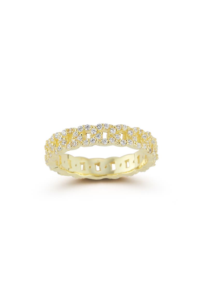 Cubic Zirconia Curb Link Ring, Alternate, color, GOLD