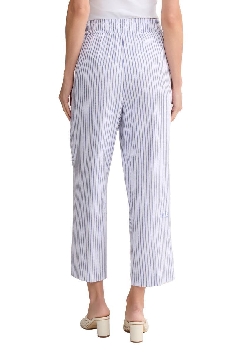 Jones New York Stripe Pull-On Wide Leg Pants, Alternate, color, Natural White/ Light Sapphire