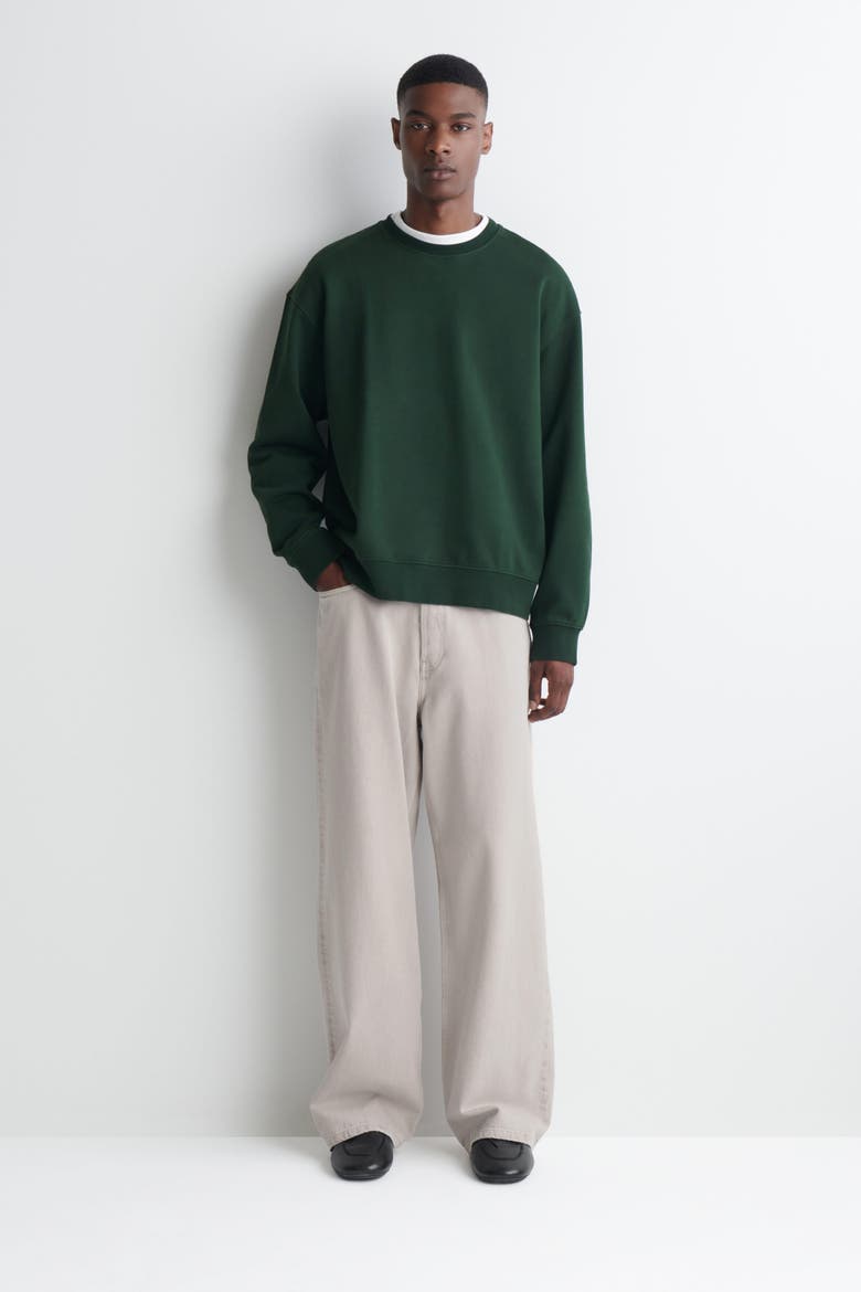 Washed-Cotton Sweatshirt, Alternate, color, DARK GREEN