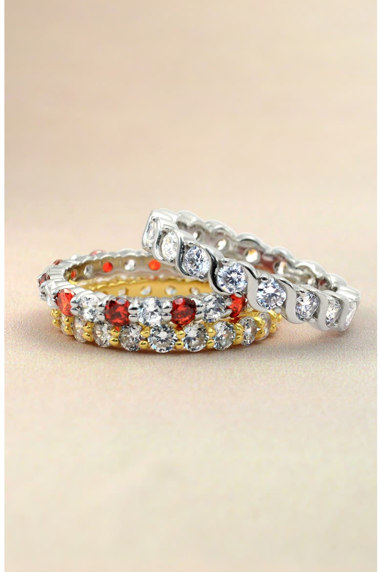 Wave Set Cubic Zirconia Eternity Ring, Alternate, color, SILVER