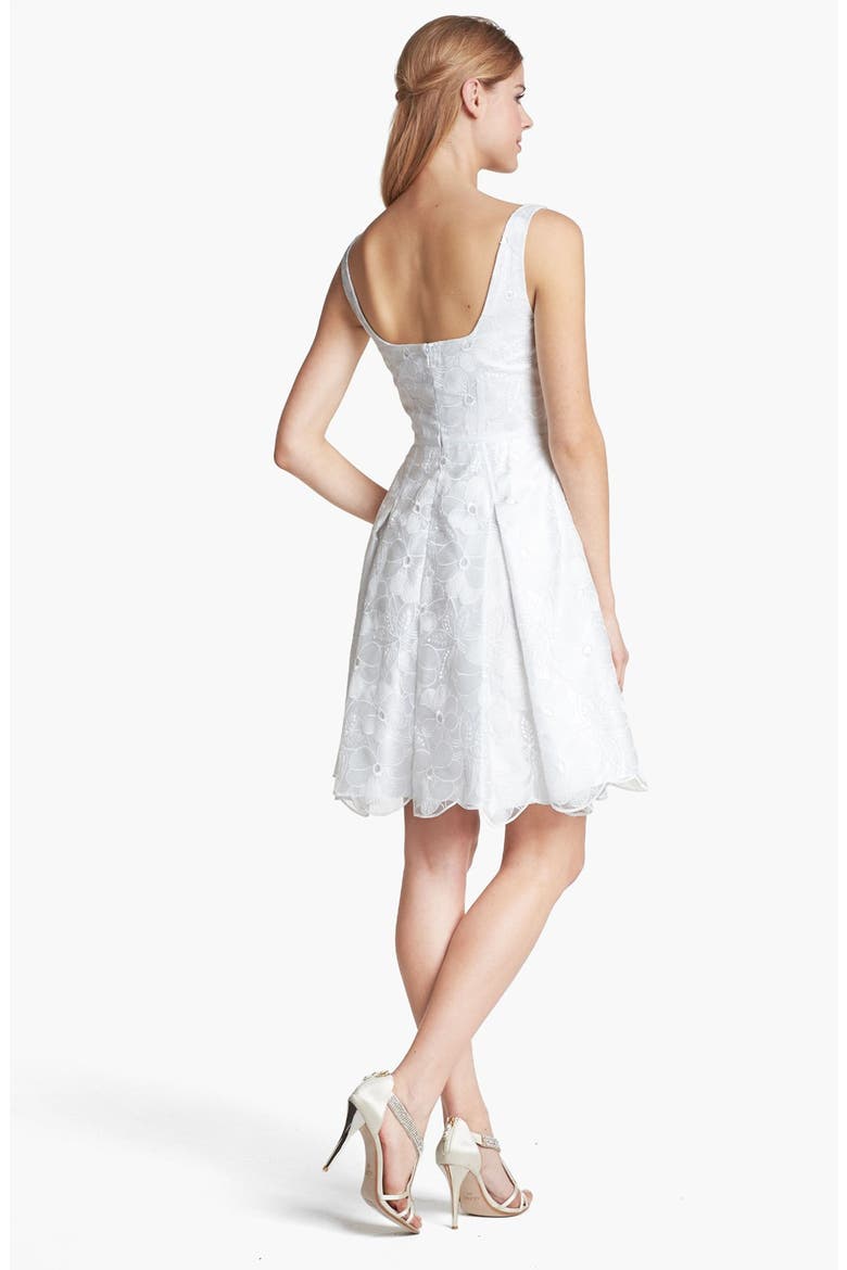 Embroidered Organza Fit & Flare Dress, Alternate, color, IVORY