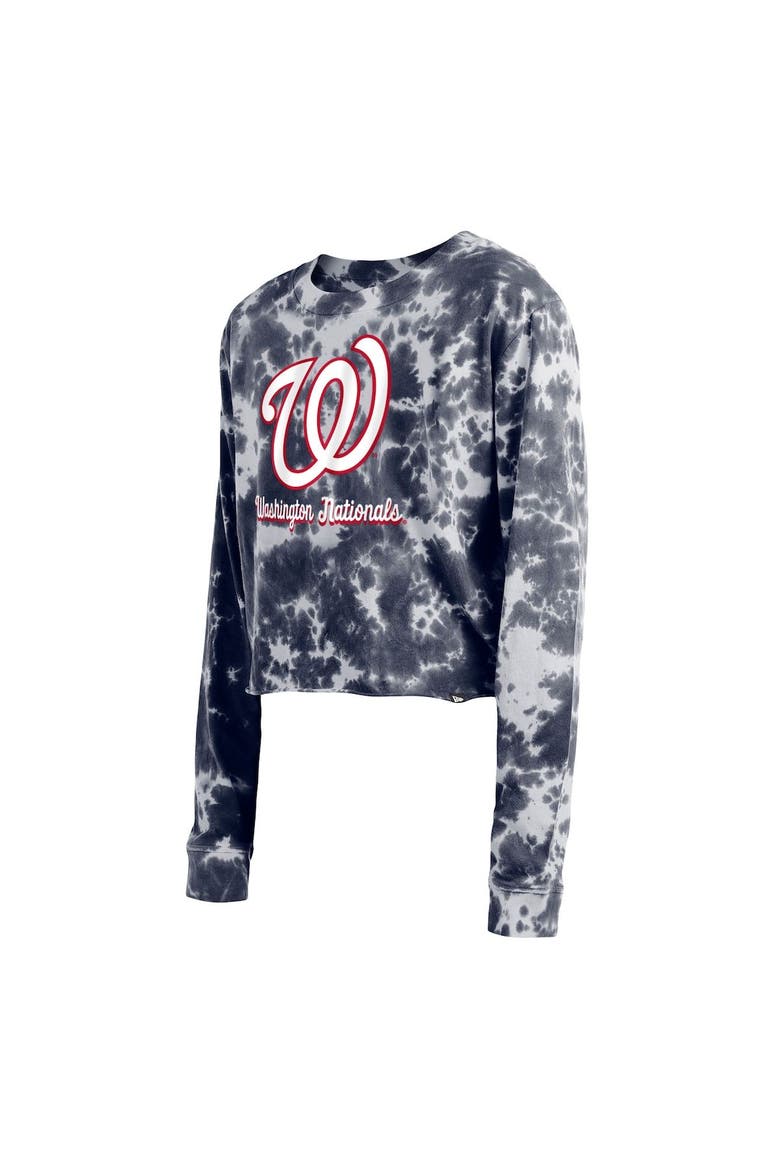 Women's New Era Navy Washington Nationals Tie-Dye Cropped Long Sleeve T-Shirt, Alternate, color, Navy