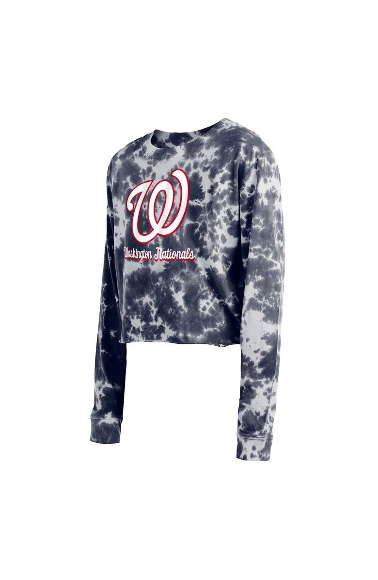 New Era Women's New Era Navy Washington Nationals Tie-Dye Cropped Long Sleeve T-Shirt, Alternate, color, Navy