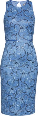 Vince Camuto Sequin Lace Sleeveless Sheath Dress