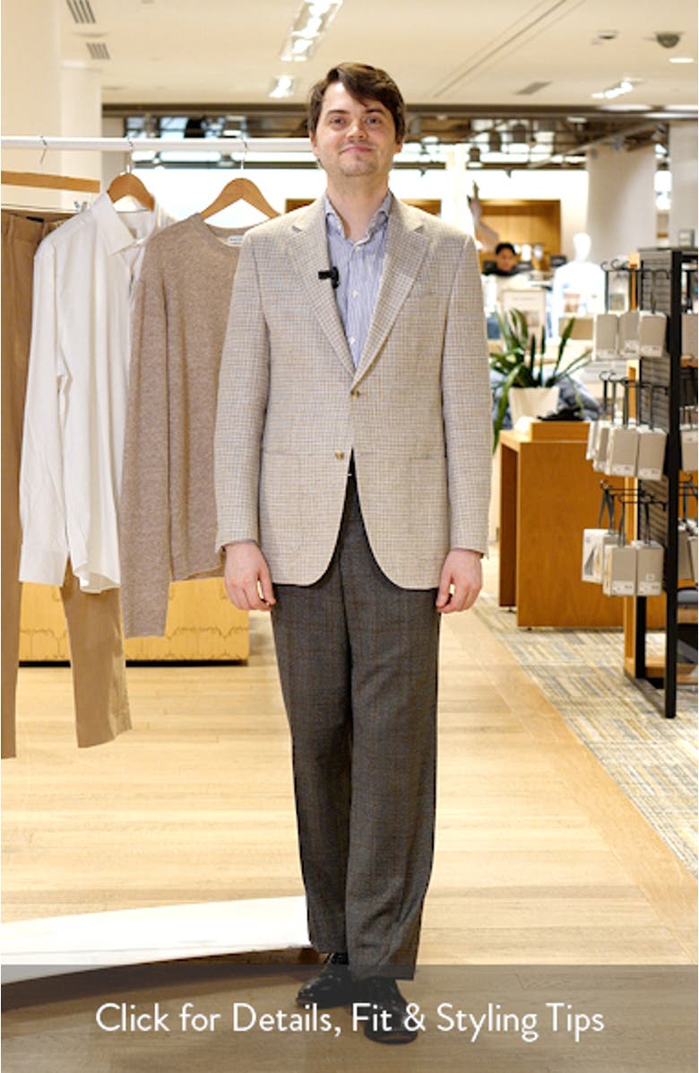 Hyperlight Soft Tan Check Linen & Wool Blend Sport Coat, sales video thumbnail