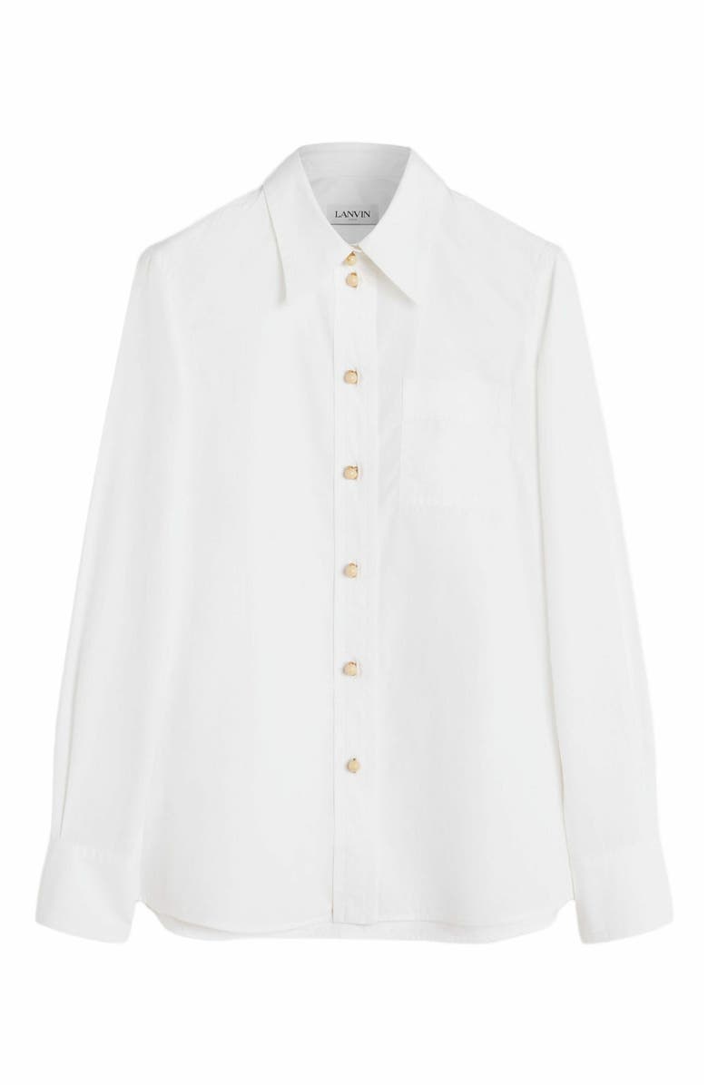 Lanvin Long Sleeve Shirt In Poplin, Alternate, color, Optical White