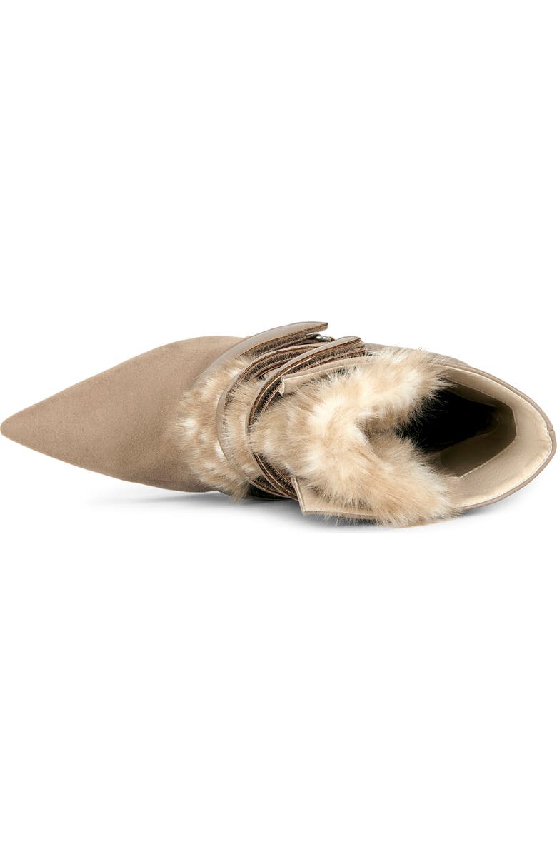 AZALEA WANG Maranette Faux Fur Wedge Bootie, Alternate, color, Tan