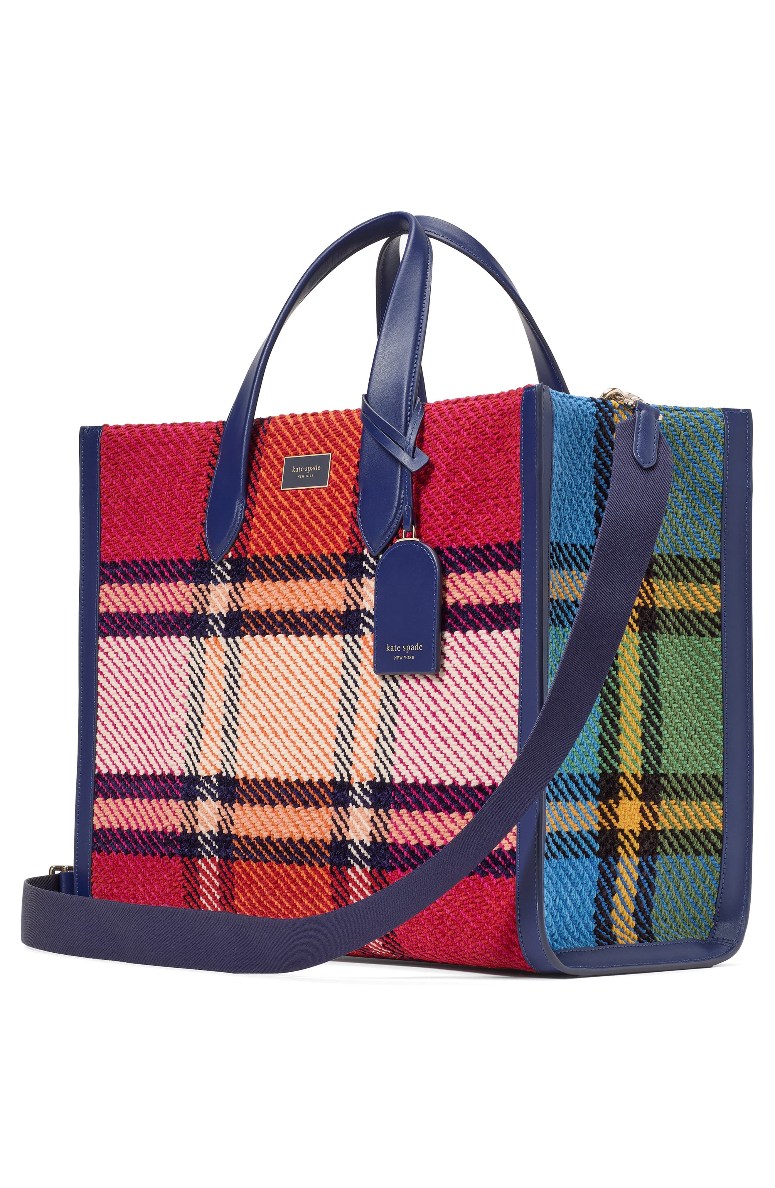 Kate Spade New York large manhattan grand plaid tote, Alternate, color, 