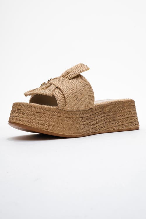 Prologue Shoes Shara Braided Bow & Bee Buckle Platform Sandal In Brown