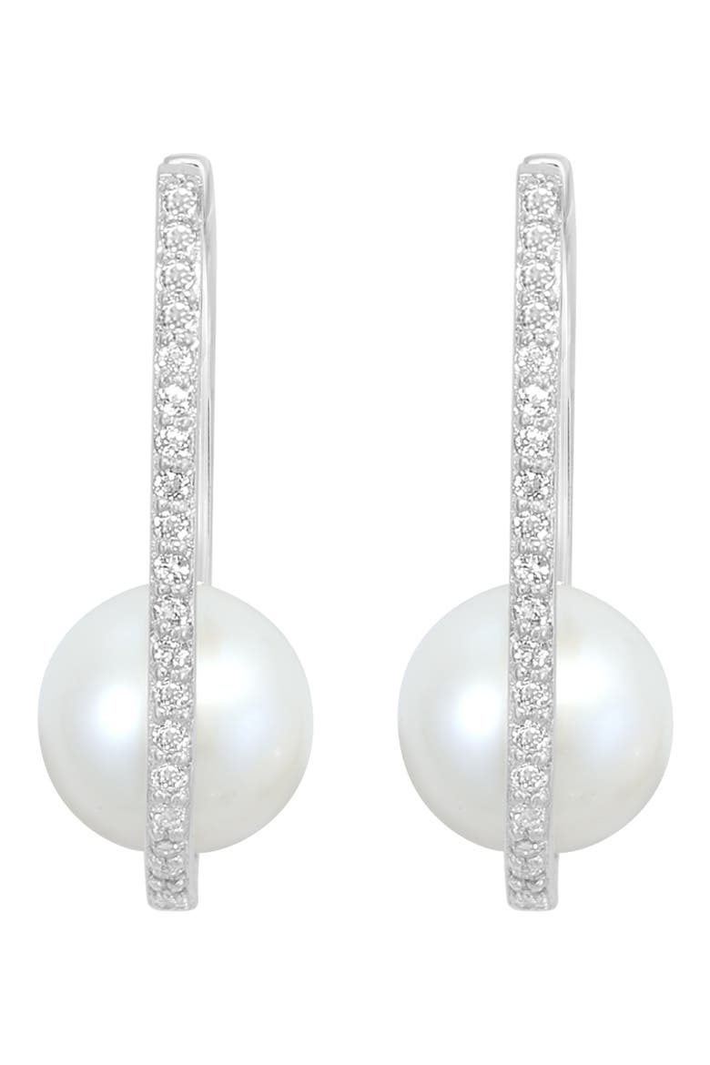 Sterling Silver White Topaz & Freshwater Pearl Drop Earrings, Alternate, color, SILVER/ WHITE