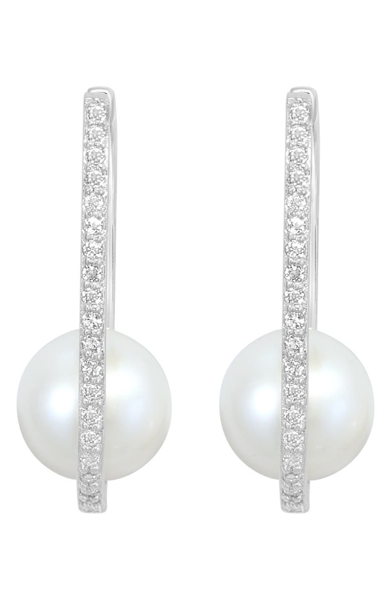 EFFY Sterling Silver White Topaz & Freshwater Pearl Drop Earrings, Alternate, color, 