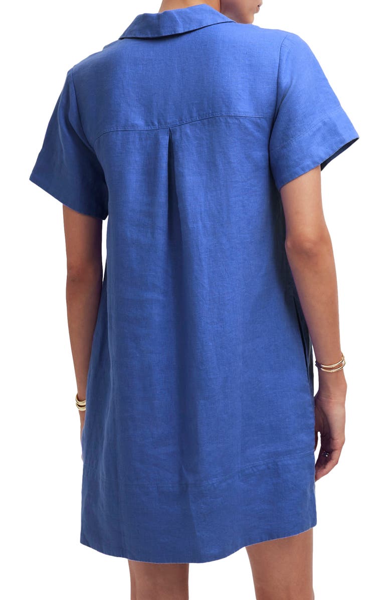 Madewell Johnny Collar V-Neck Linen Minidress, Alternate, color, Blue Star