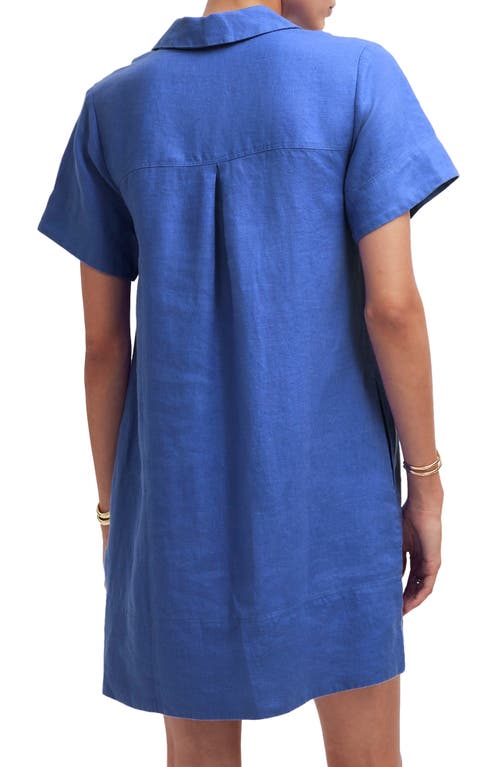Madewell Johnny Collar V-neck Linen Minidress In Blue Star