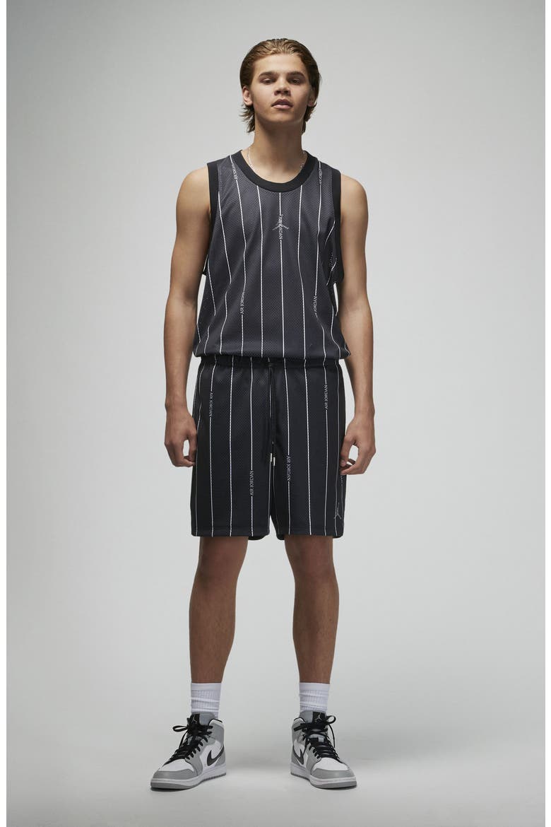 Essentials Stripe Mesh Shorts, Alternate, color, BLACK/ WHITE/ WHITE