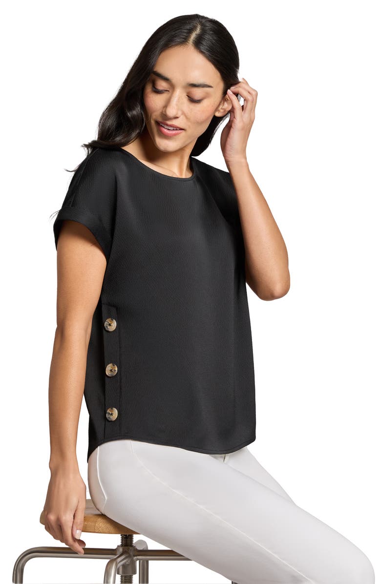 Jones New York Side Button Detail Satin Top, Alternate, color, 