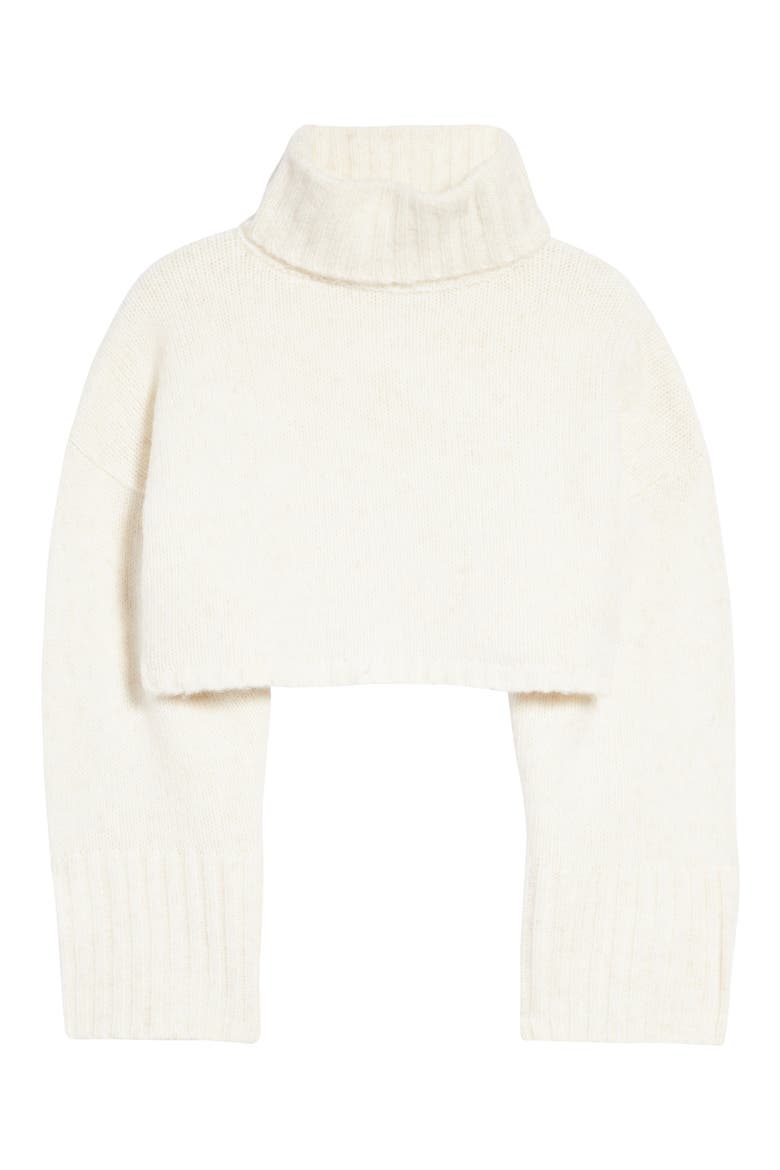 Super Crop Turtleneck Sweater, Alternate, color, WHITE