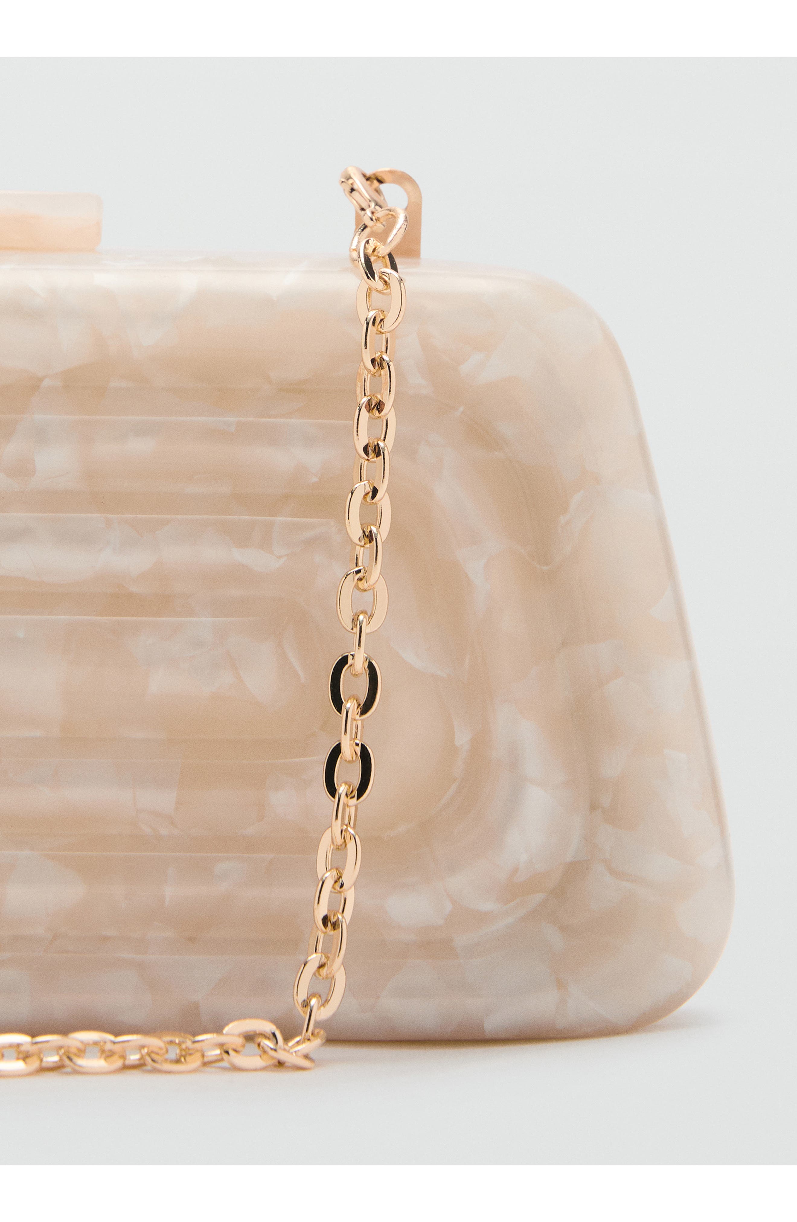 Pearlescent Ridged Clutch, Alternate, color, IVORY WHITE