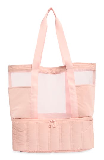 Mytagalongs Insulated Cooler Base Mesh Tote In Nude
