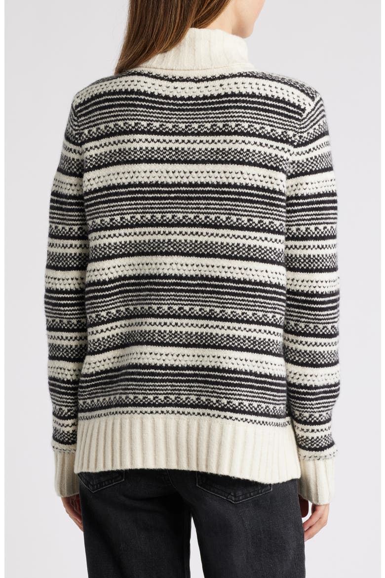 Stripe Jacquard Turtleneck Sweater, Alternate, color, IVORY- BLACK JERSEY STRIPE
