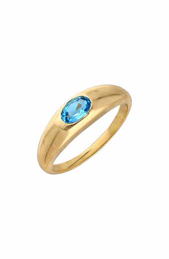 Swiss Blue Topaz Signet Ring