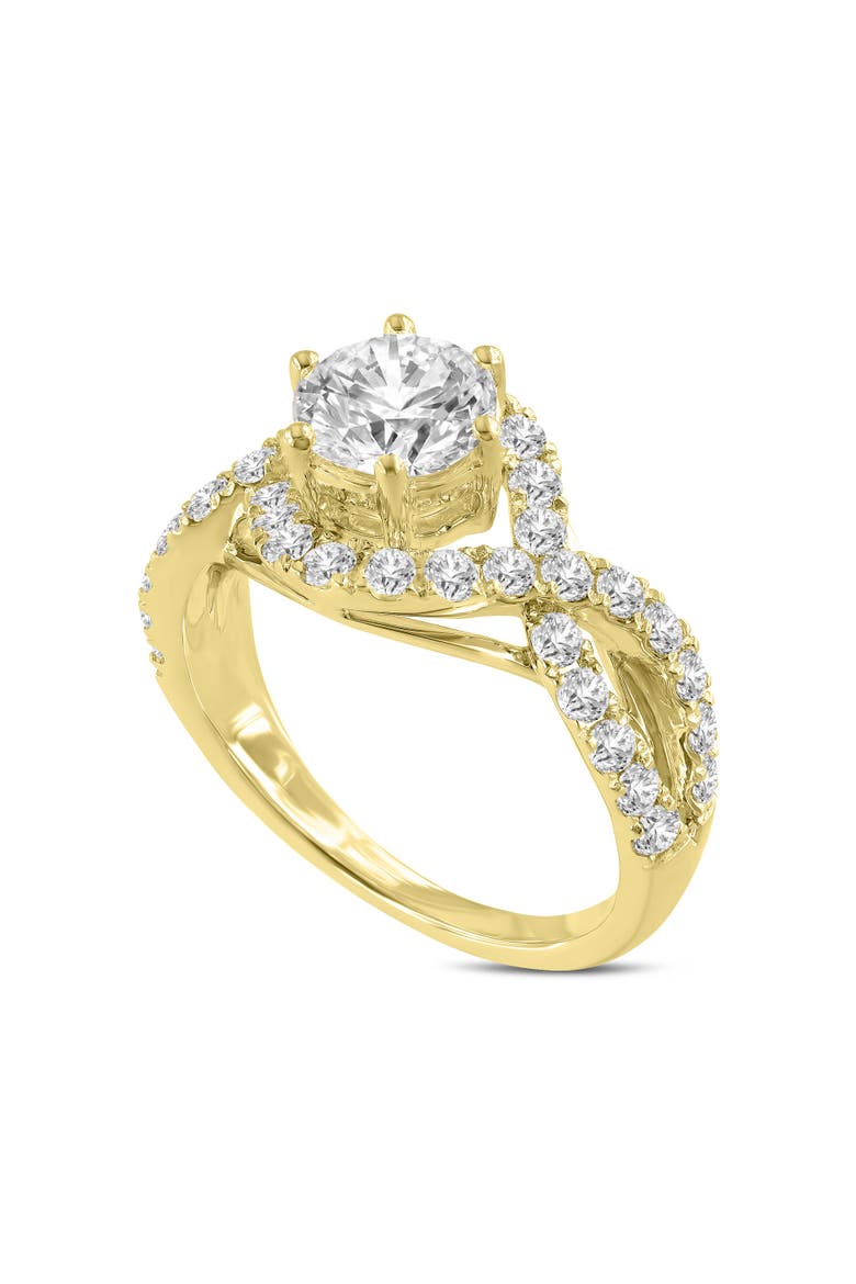 Ondine 14K Yellow Gold Round Cut Lab Grown Diamond Spiral Halo Engagement Ring - 2.0 Ct, Main, color, 14K Yellow Gold
