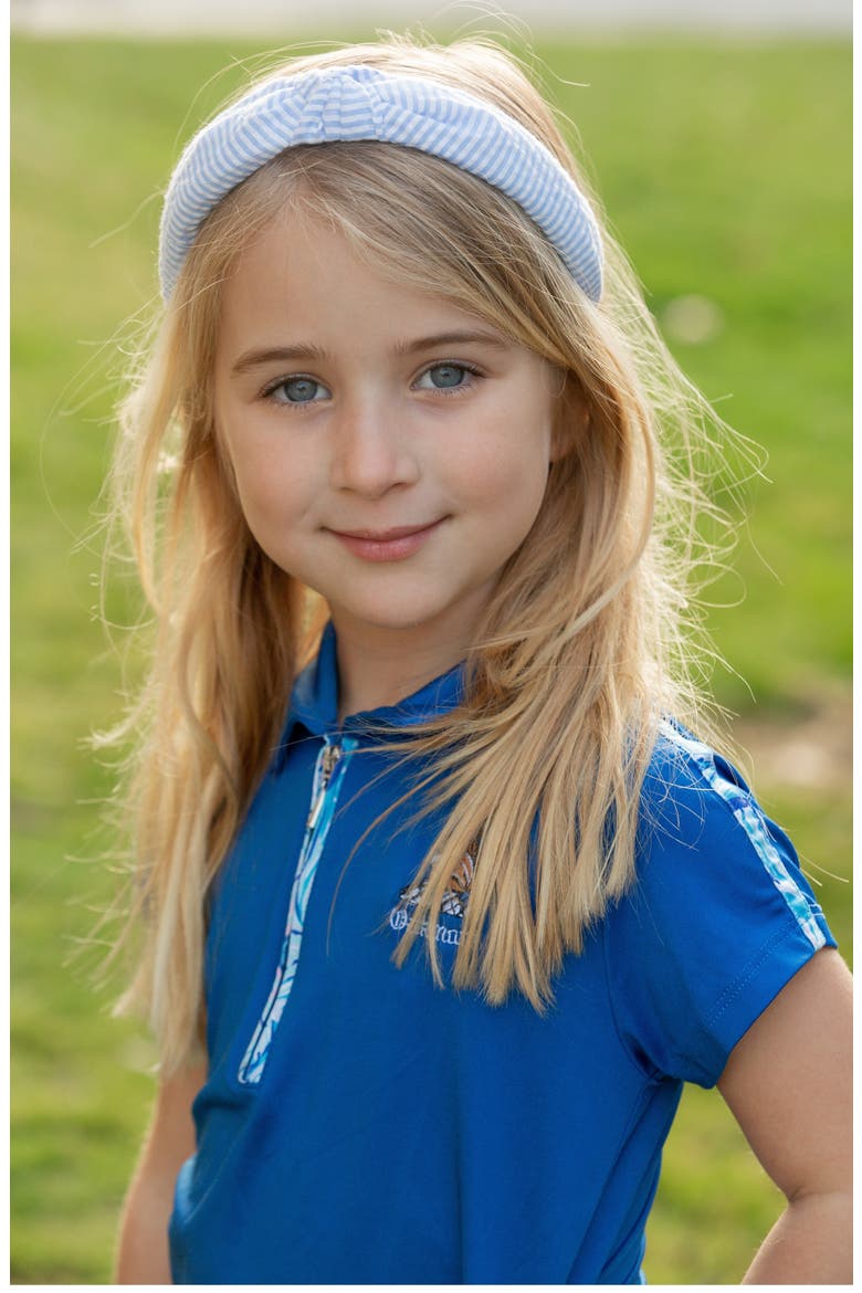 Seersucker Knot Headband, Alternate, color, Blue/White