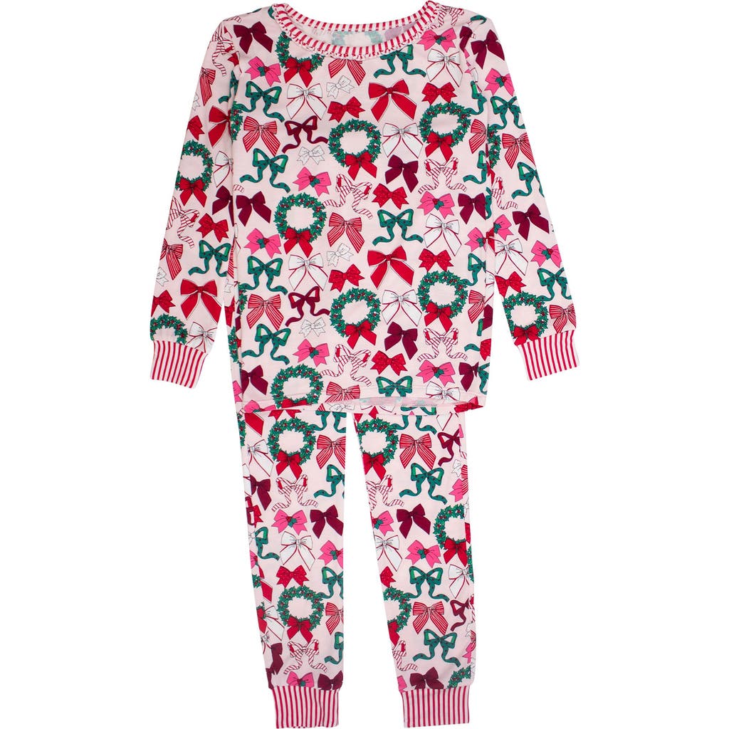 Rufflebutts Girls Softsnooze Ruffle Long Sleeve Pajama Set In Multi