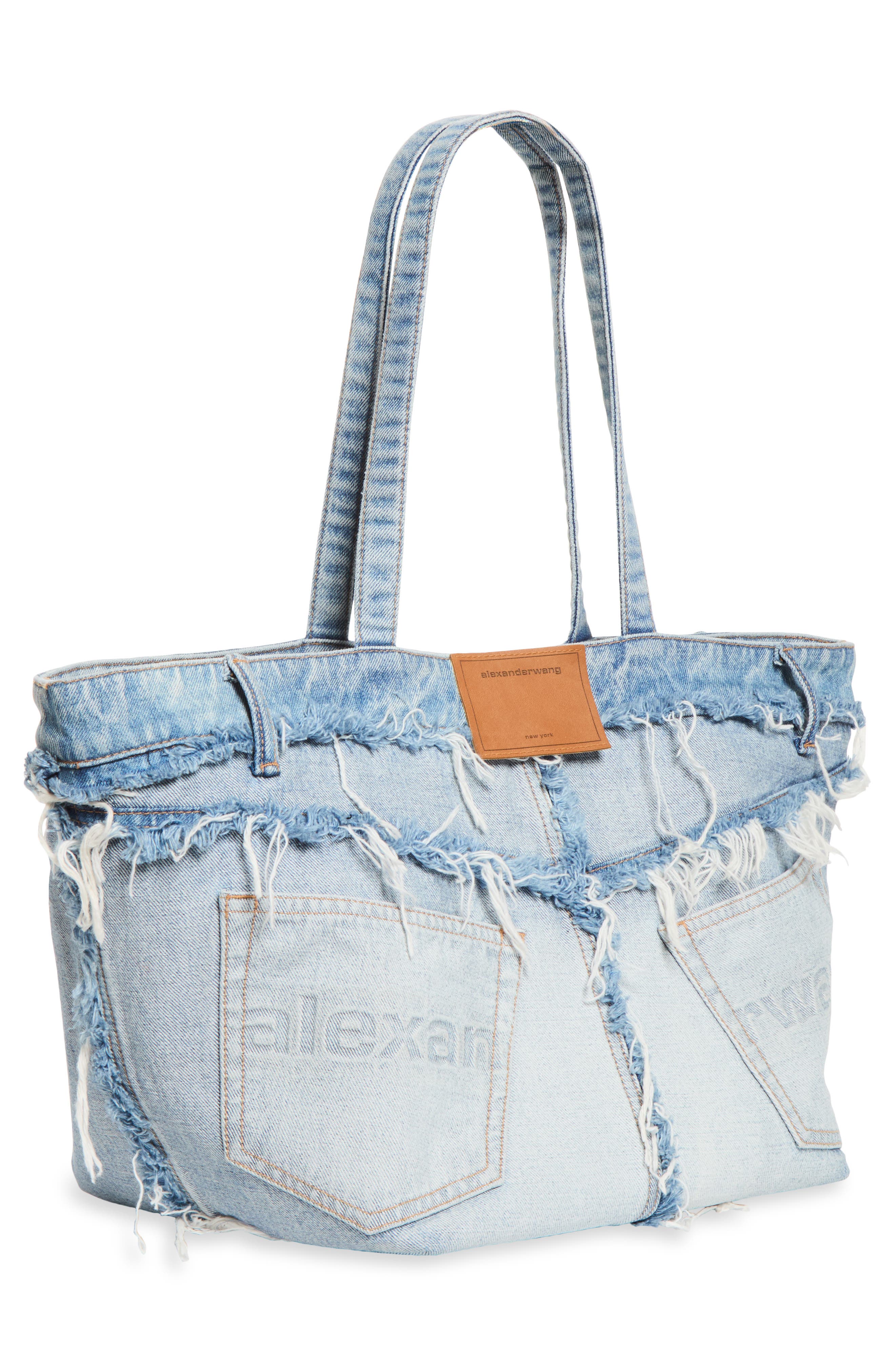 Punch Denim Fray Tote, Alternate, color, BLEACH BLUE