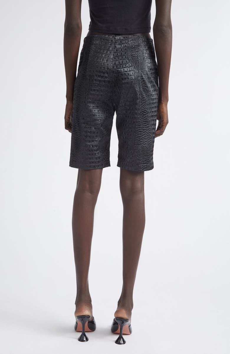 KIM SHUI Bella Croc Embossed Faux Leather Bermuda Shorts, Alternate, color, Black