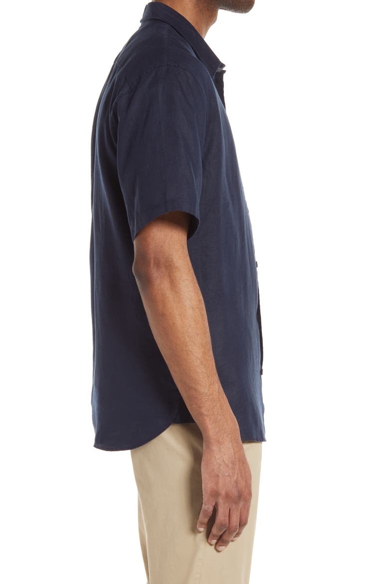 Classic Fit Short Sleeve Linen Shirt, Alternate, color, COASTAL