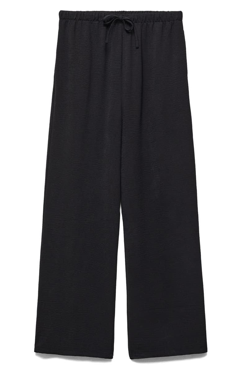MANGO Textured Wide Leg Drawstring Pants, Alternate, color, 