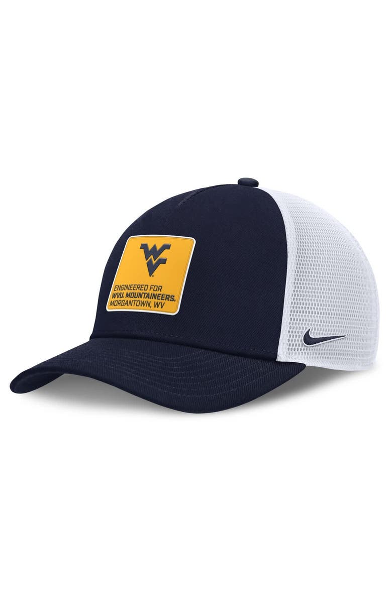 Nike Men's Nike Navy/White West Virginia Mountaineers 2025 On-Field Rise Engineered Trucker Adjustable Hat, Main, color, Navy