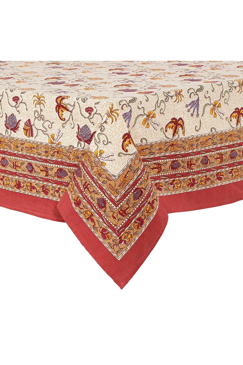 Fleur des Indes Tablecloth, Alternate, color, Red/White 90" x 90"