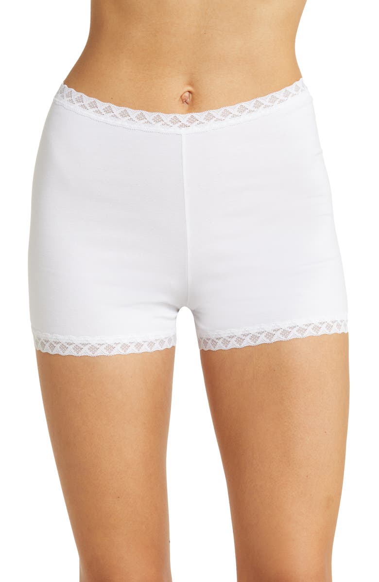 Natori Bliss Stretch Cotton Pajama Shorts, Main, color, White