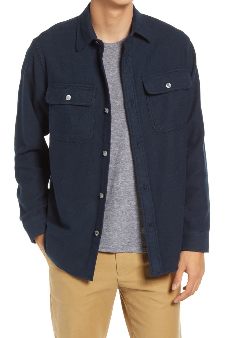 Alf 5146 Flannel Button-Down Shirt, Main, color, NAVY BLUE