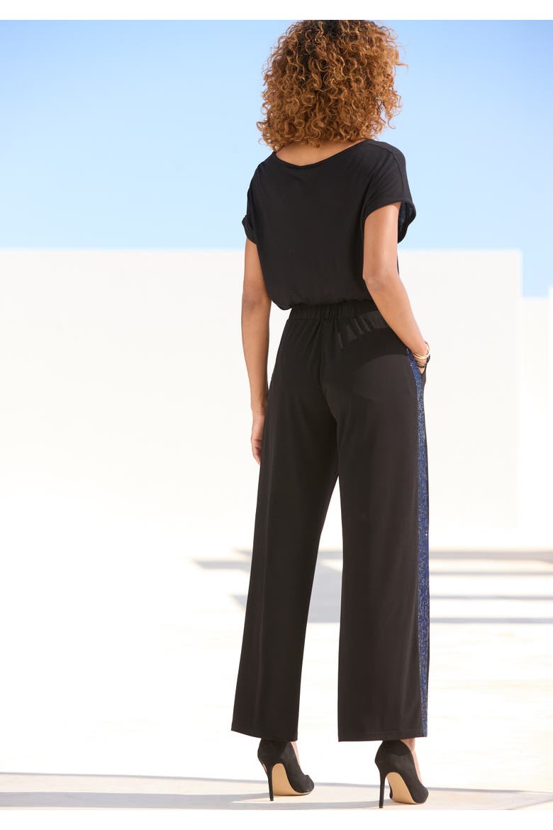 Sequin Trim Wide Leg Pants, Alternate, color, Black & Blue