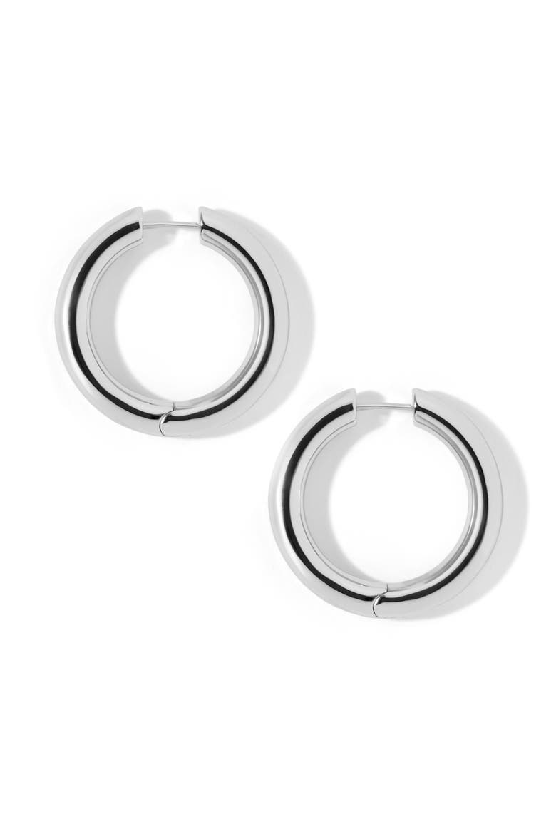 Lilly Hinged Hoop Earrings, Main, color, SILVER