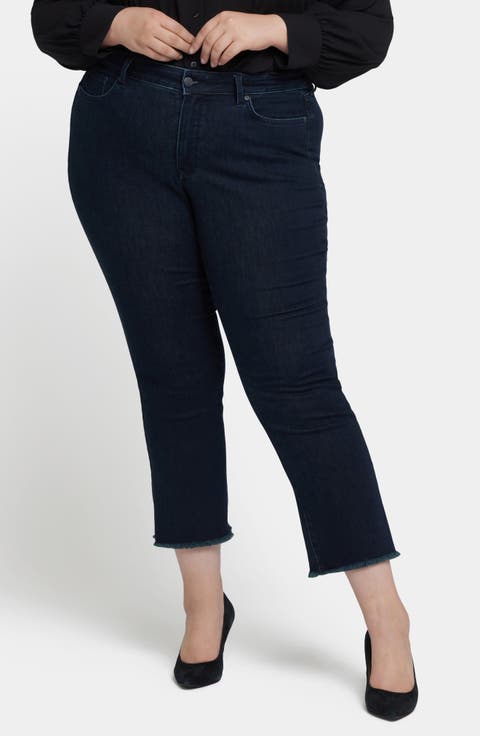 Marilyn Frayed Ankle Straight Leg Jeans (Midnight Falls) (Plus)