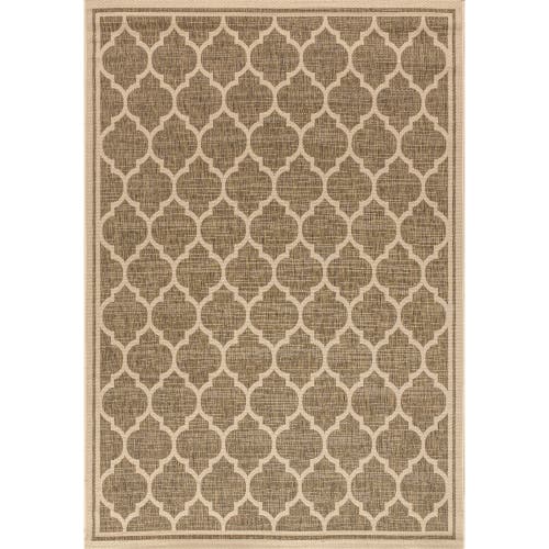 Jonathan Y Trebol Moroccan Trellis Textured Weave Indoor/outdoor Area Rug In Brown/beige