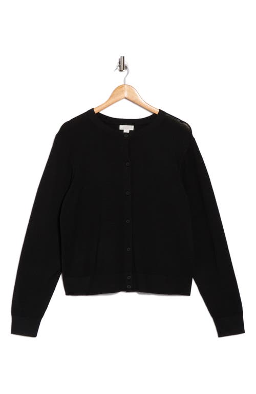 Nordstrom Rack Crewneck Button Front Cardigan In Black