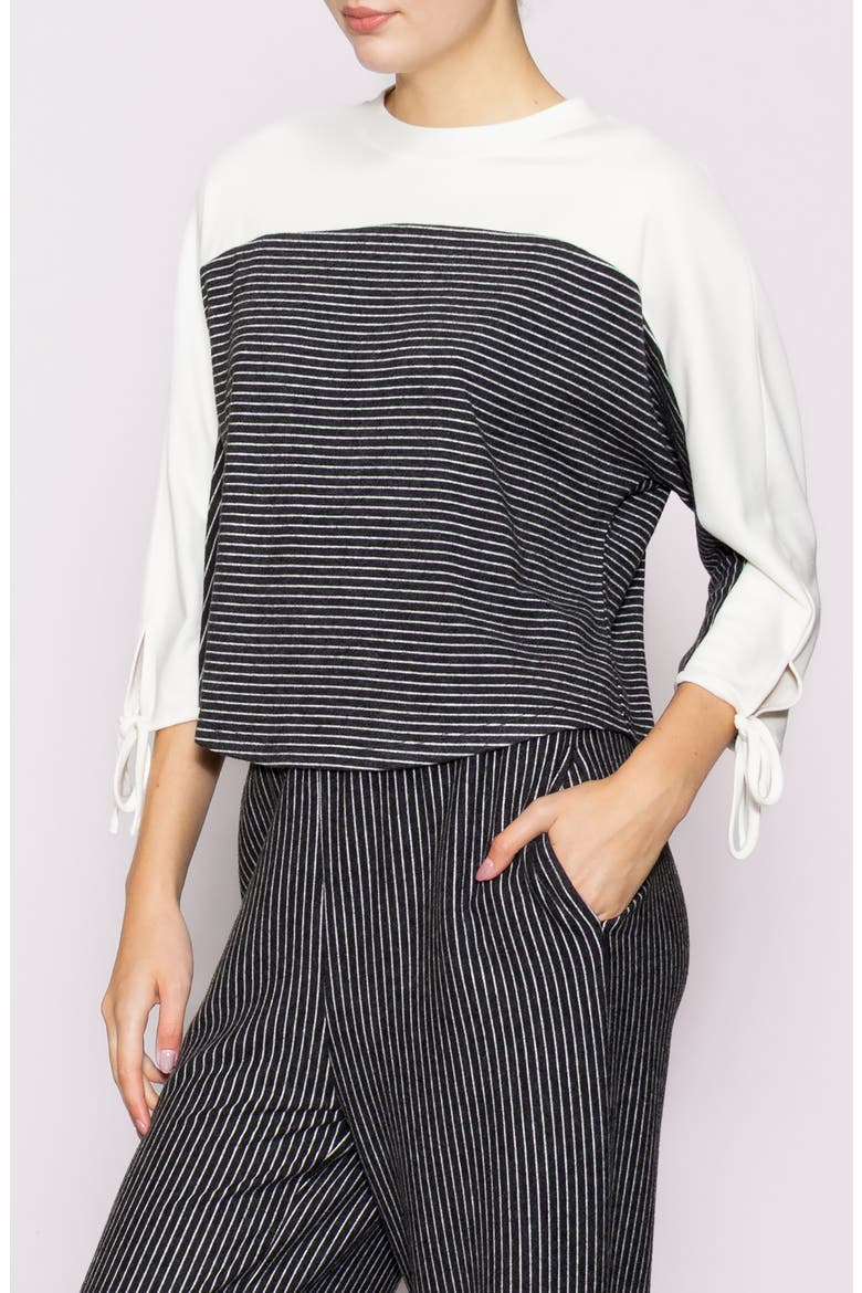Stripe Knit Top, Alternate, color, DARK GREY/ IVORY