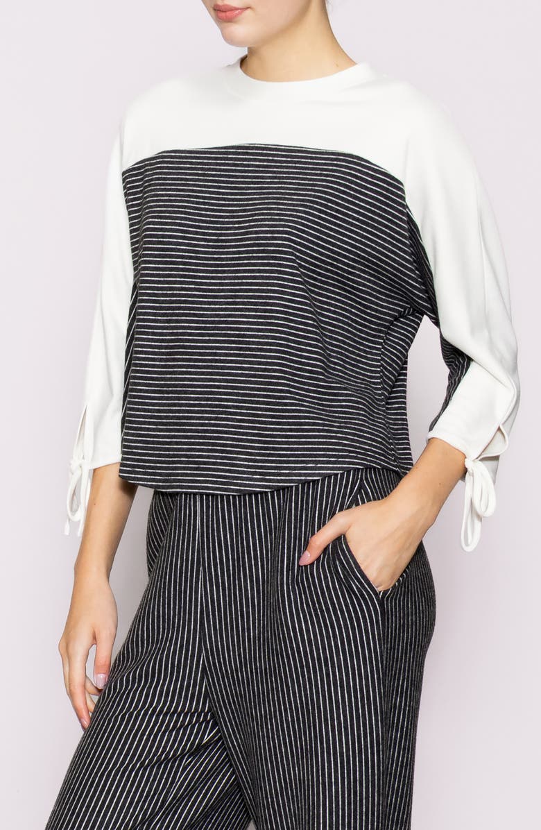 MELLODAY Stripe Knit Top, Alternate, color, Dark Grey/ Ivory