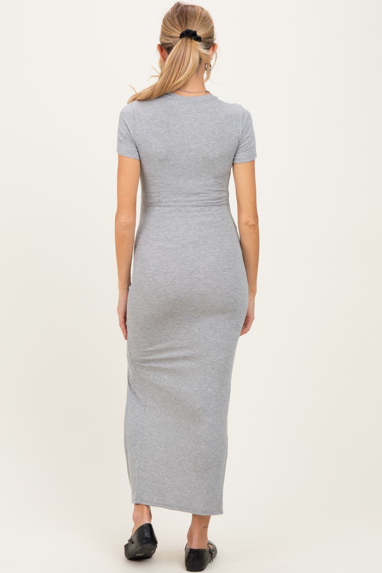 Short Sleeve High Slit Maxi Dress, Alternate, color, Heather Grey