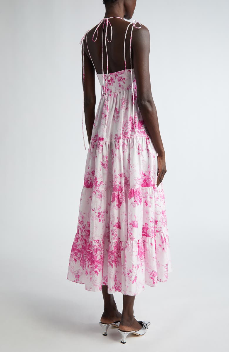 Erdem Floral Print Strappy Tiered Dress, Alternate, color, Antique Print Rose